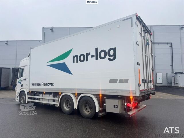Box body Scania R660 6x4 box truck with refrigeration/freezer unit
