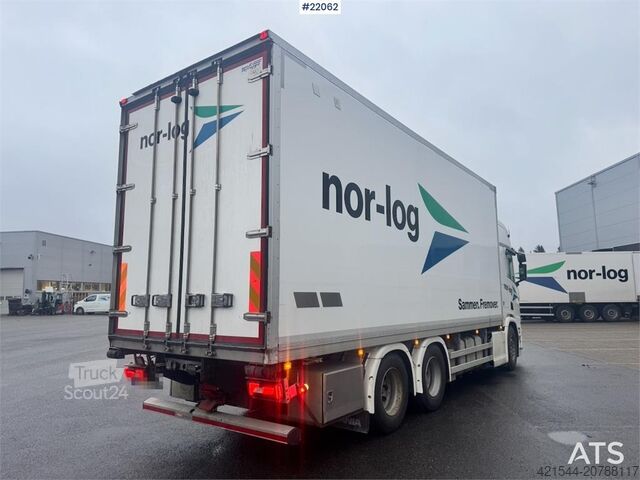 Box body Scania R660 6x4 box truck with refrigeration/freezer unit