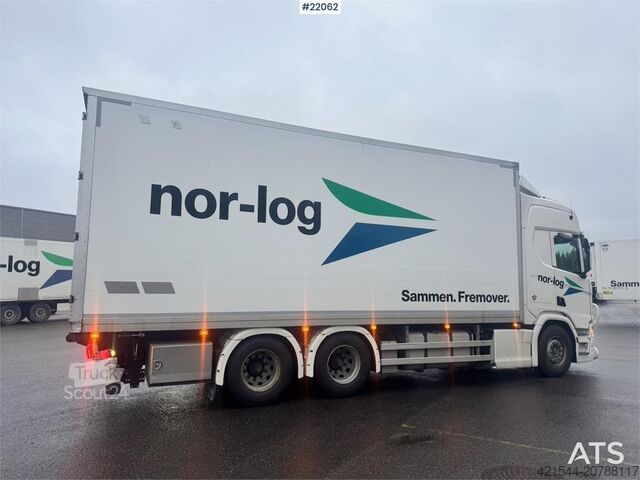 Box body Scania R660 6x4 box truck with refrigeration/freezer unit