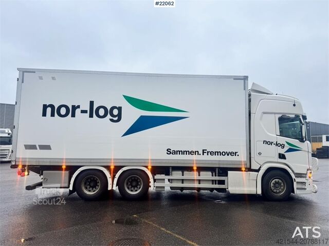 Box body Scania R660 6x4 box truck with refrigeration/freezer unit