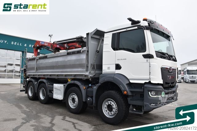 Camião basculante MAN TGS 35.430 8x4 Heckkran HMF1920 Kipper Navi
