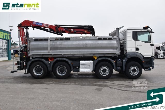 Camião basculante MAN TGS 35.430 8x4 Heckkran HMF1920 Kipper Navi