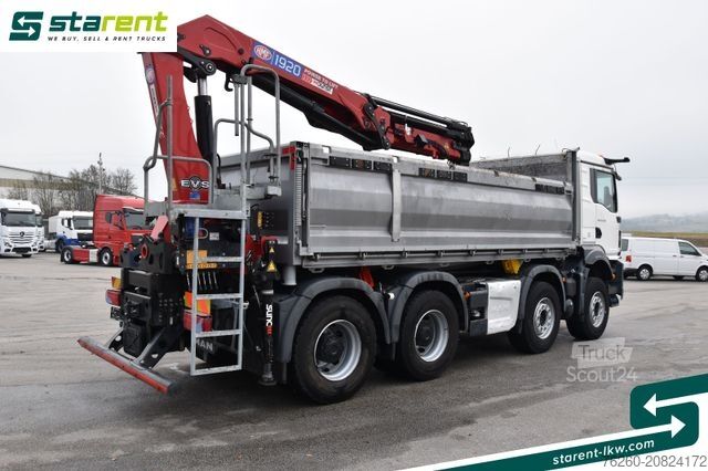 Camião basculante MAN TGS 35.430 8x4 Heckkran HMF1920 Kipper Navi