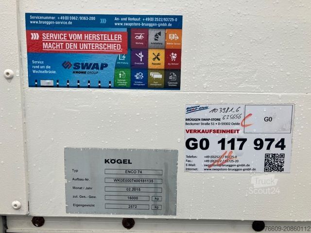 Swap body trailer KÖGEL Wechselbrücke Plane