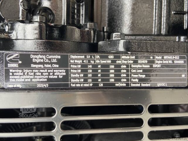 Aggregaat Cummins 6BTAA5.9-G12 - 165 kVA Generator - DPX-19838