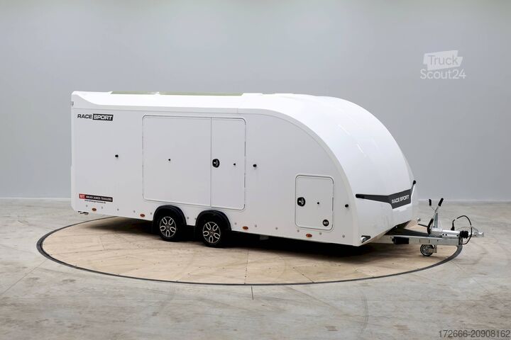 Furgon samochodowy do przewozu aut Brian James Trailer RACE SPORT 341-5521-35-2-12-W 550X210X196CM 3500KG GESCHLOSSENER AUTOTRAILER | WEISS