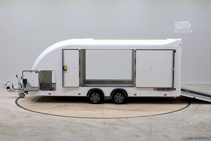 Furgon samochodowy do przewozu aut Brian James Trailer RACE SPORT 341-5521-35-2-12-W 550X210X196CM 3500KG GESCHLOSSENER AUTOTRAILER | WEISS