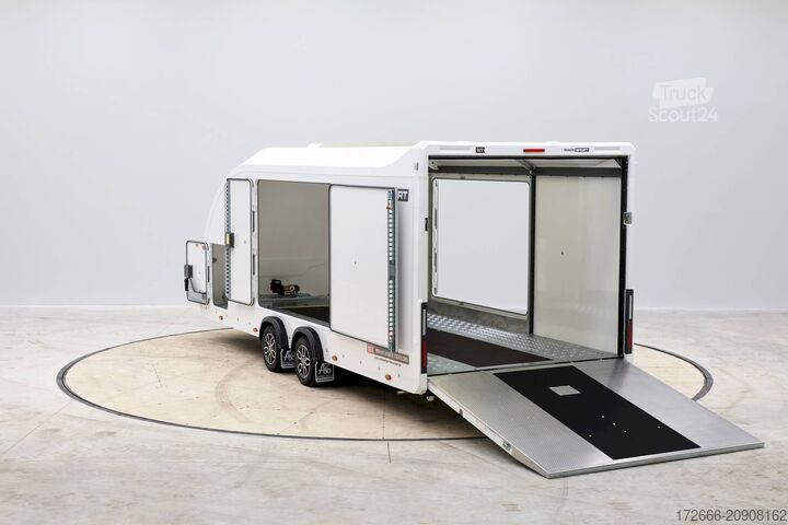 Furgon samochodowy do przewozu aut Brian James Trailer RACE SPORT 341-5521-35-2-12-W 550X210X196CM 3500KG GESCHLOSSENER AUTOTRAILER | WEISS