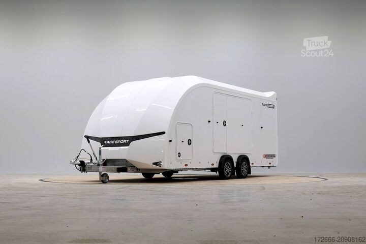 Furgon samochodowy do przewozu aut Brian James Trailer RACE SPORT 341-5521-35-2-12-W 550X210X196CM 3500KG GESCHLOSSENER AUTOTRAILER | WEISS