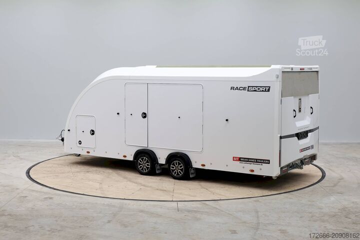 Furgon samochodowy do przewozu aut Brian James Trailer RACE SPORT 341-5521-35-2-12-W 550X210X196CM 3500KG GESCHLOSSENER AUTOTRAILER | WEISS