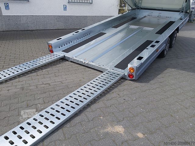 Araba taşıyıcı römork Brian James Trailers Race Shuttle 3 blackline Alufelgen 470x195 100kmH