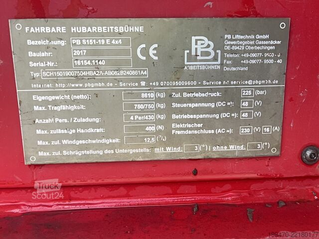 Makaslı kaldırma masası PB Lifttechnik PB S151-19E 4x4 (15m)