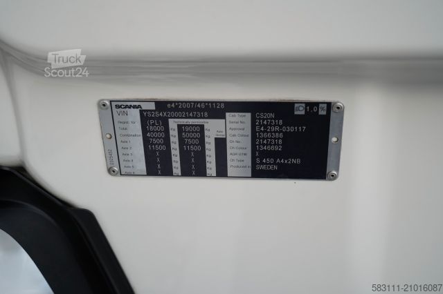 Standard tractor unit SCANIA S 450 / I-PARK COOL / FULL AIRMATIC   / NAVI 