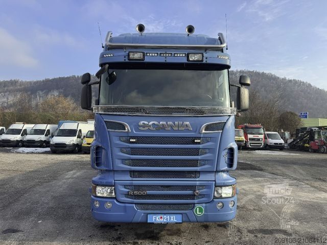 Flatbed truck SCANIA R 500 Pritsche 6x2 Lift Lenkachse Klima Retarder