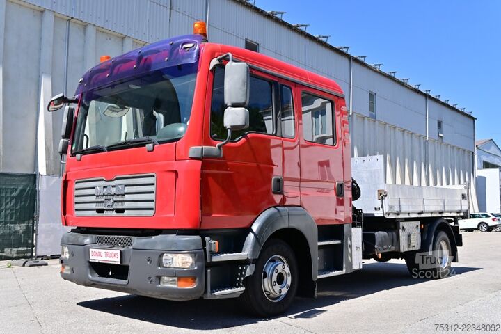 Furgón volquete trilateral MAN TGL 8.210  Doka Kipper E4 Kran Hiab 035