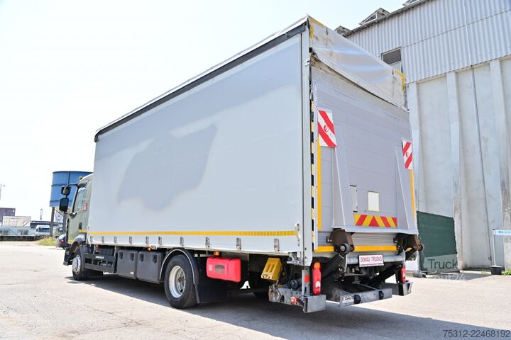 Kamion sa ravnom platformom i ceradom Renault D12.240  E6 LBW Bett Telma Blatt Luft Scheckheft