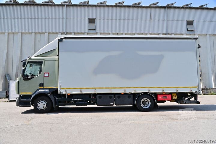 Kamion sa ravnom platformom i ceradom Renault D12.240  E6 LBW Bett Telma Blatt Luft Scheckheft