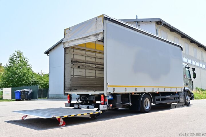 Kamion sa ravnom platformom i ceradom Renault D12.240  E6 LBW Bett Telma Blatt Luft Scheckheft