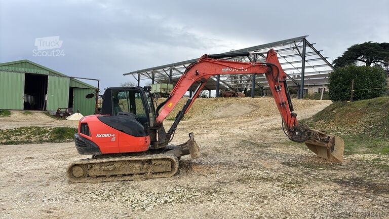 Midigraafmachine 7t - 12t Kubota KX080-4 with 3 excavator buckets