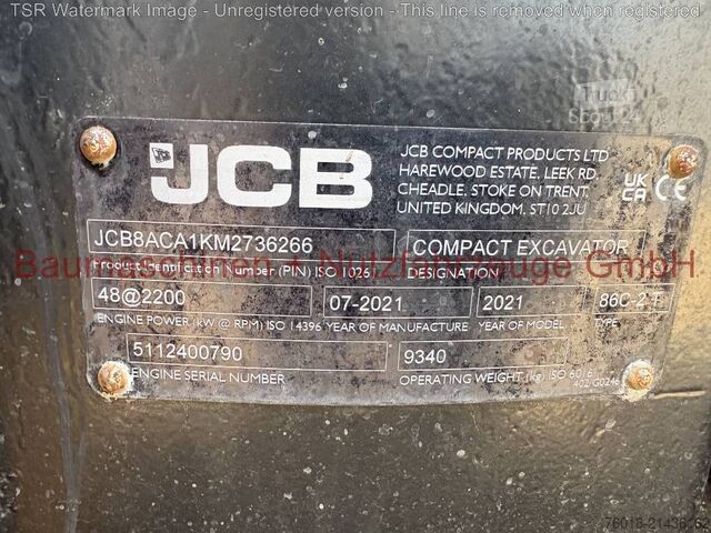 Escavadora Midi JCB 86C-2 TAB BJ 21 1.900h gebraucht Bagger