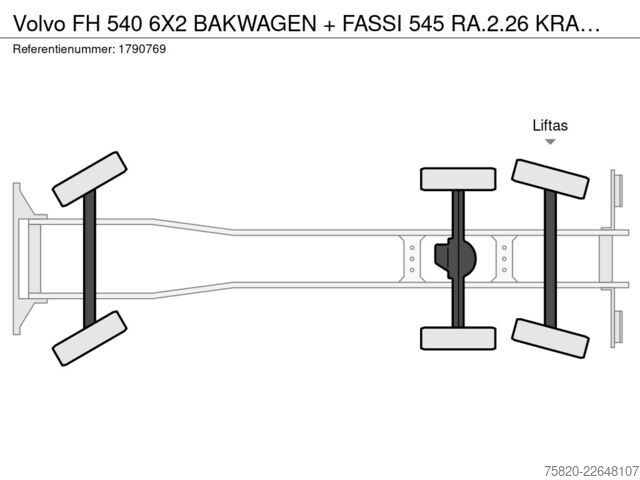 Darus teherautó Volvo FH 540 6X2 BAKWAGEN  + FASSI 545 RA.2.26 KRAAN/...