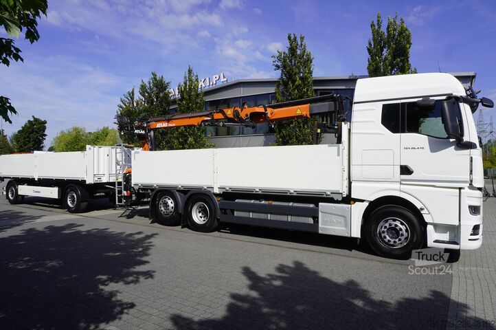 Sada plošiny s jeřábem MAN TGX 26.470 6x2-4 / 30 tho. km!!! / Atlas