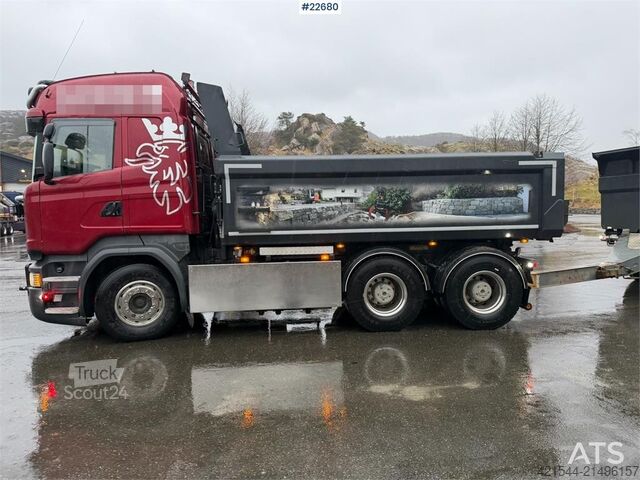 Savivartis Scania R580 6x4 snowplow equipped tipping truck with a 20