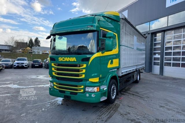 Flatbed truck with tarp SCANIA R490 4x2
