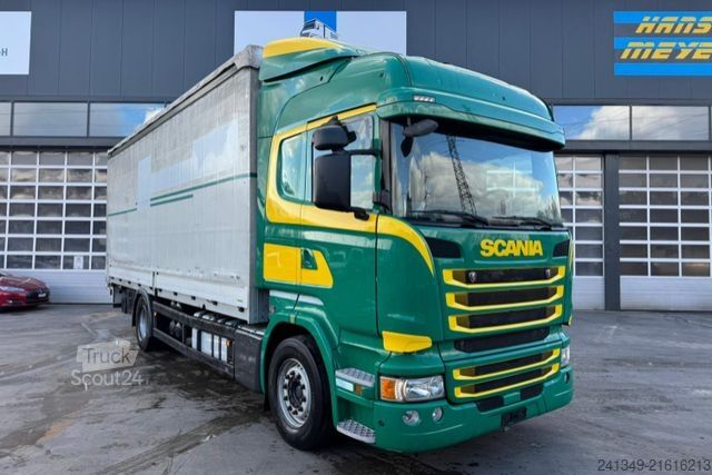 Flatbed truck with tarp SCANIA R490 4x2