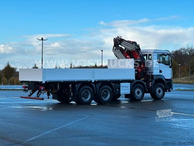 Vrachtauto met open laadbak MAN TGS 35.470 8x4 Pritsche + FASSI F345RB Kran,JIB