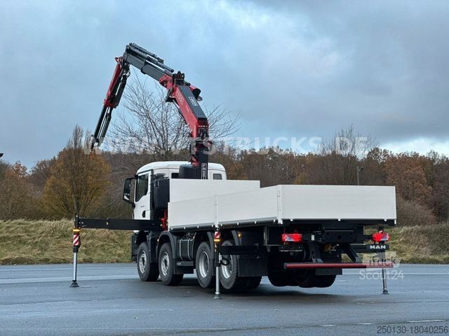Vrachtauto met open laadbak MAN TGS 35.470 8x4 Pritsche + FASSI F345RB Kran,JIB