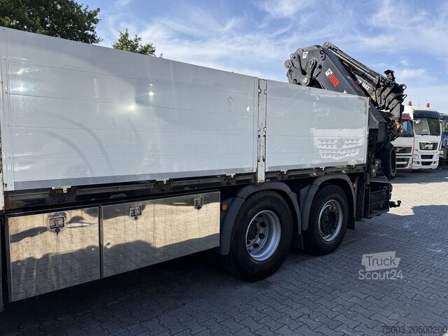 Φορτηγό με επίπεδη καρότσα MAN TGX 26.480 6X2 Hiab 422 + Jib + Winde