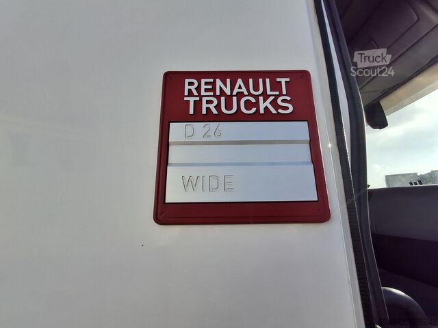 Vrachtwagen met laadplatform en zeilvrachtwagen met laadplatform en zeil RENAULT D26 WIDE 380 - 6X2 - E6 - RETARDER