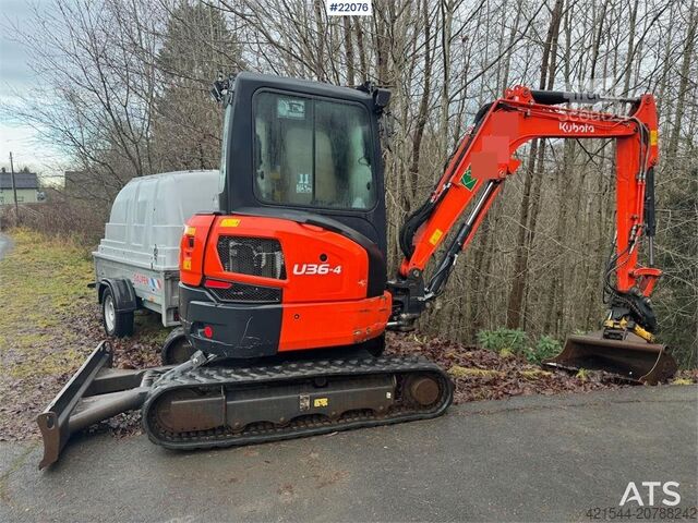 μίνι εκσκαφέας Kubota U36-4 Beltegraver m/ 4 skuffer, rotortilt og klype