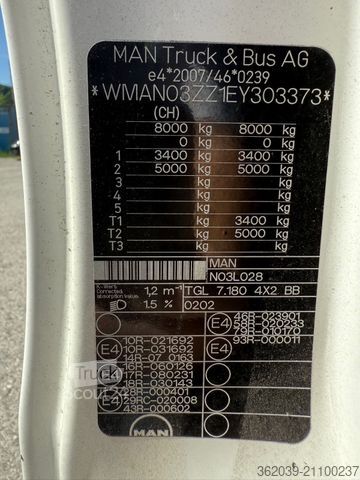 Vrachtwagen met bakwagen MAN TGL 7.180 Euro 5 Schaltung abs Blatt Blatt