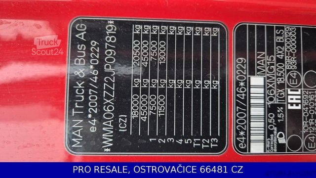 Standaard trekker MAN TGX 18.500 XLX EURO 6 + HYDRAULIK