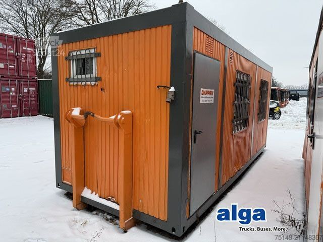 Kamion s kipom s pomičnim kontejnerom  Abroll-Bürocontainer mit Eingangstür