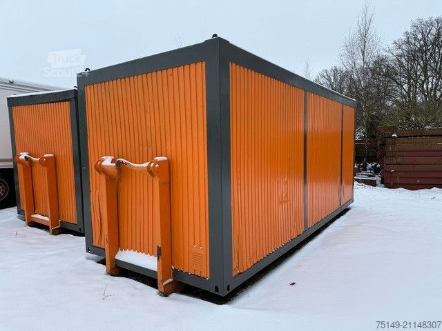 Kamion s kipom s pomičnim kontejnerom  Abroll-Bürocontainer mit Eingangstür