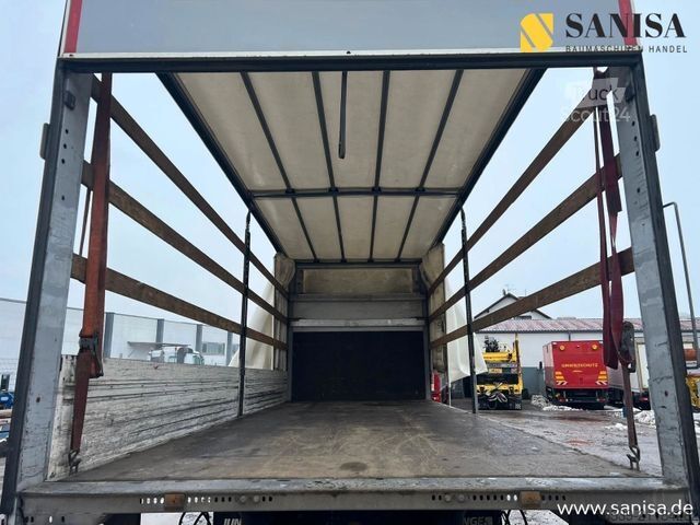 Flatbed truck with tarp RENAULT D 12.240/LBW/Pritsche+Plane/Klima/Gardinen