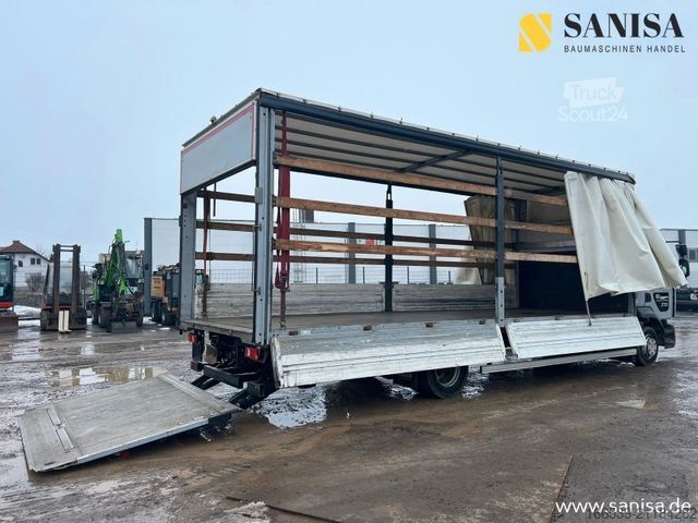 Flatbed truck with tarp RENAULT D 12.240/LBW/Pritsche+Plane/Klima/Gardinen