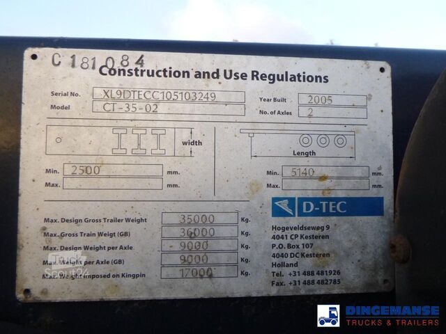 Containertransport D-TEC 4-axle container combi trailer (2 + 2 axles)