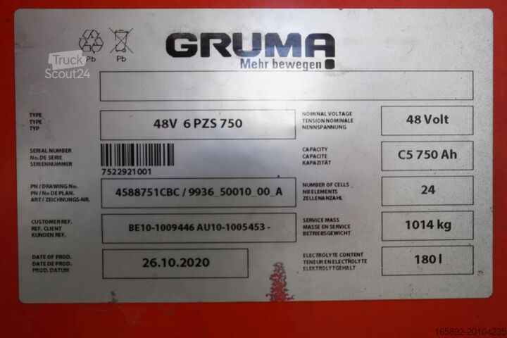 батерия за мотокар GRUMA 48 Volt 6 PzS 750 Ah