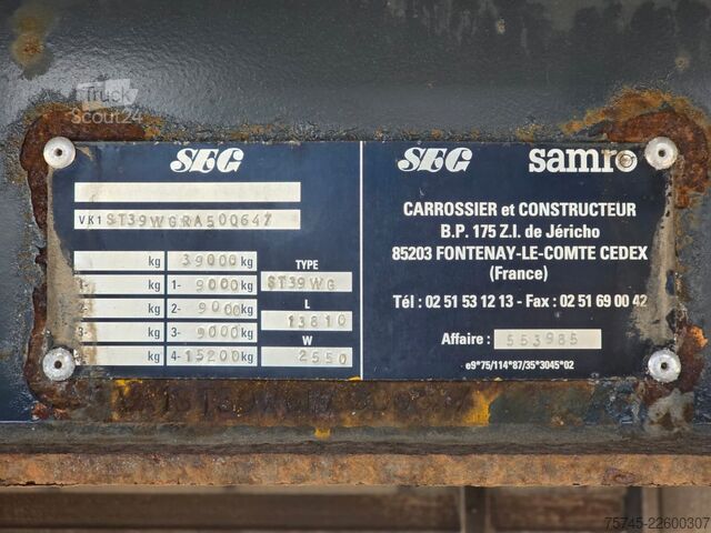 Kofferauflieger SAMRO ST39 * ROLLENBETT * KOFFER * BPW * 3-ACHSER