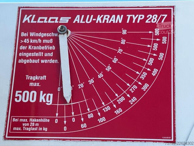 Lastbilmonterad kranbil DAF 45.130 Dachdeckerkran 28-7 Klaas 28M
