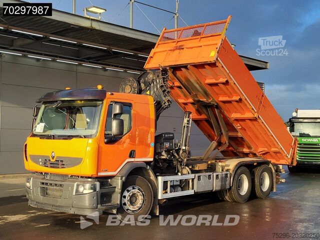 Ribaltabile con gru Renault Premium 430 Lander 6X4 HIAB 211 EP-4 Crane Kran...