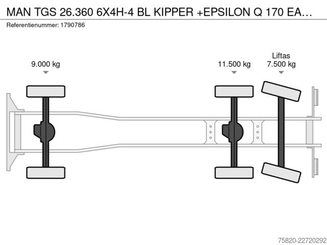 Tippbil med kran MAN TGS 26.360 6X4H-4 BL KIPPER +EPSILON Q 170 EASY...