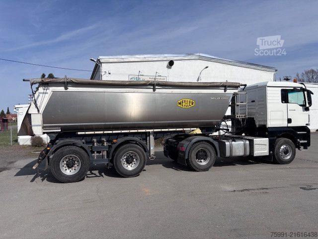 Tipper semitrailer MEILLER MHPS Stahlmulde mit Wärmeisolation Liftachse