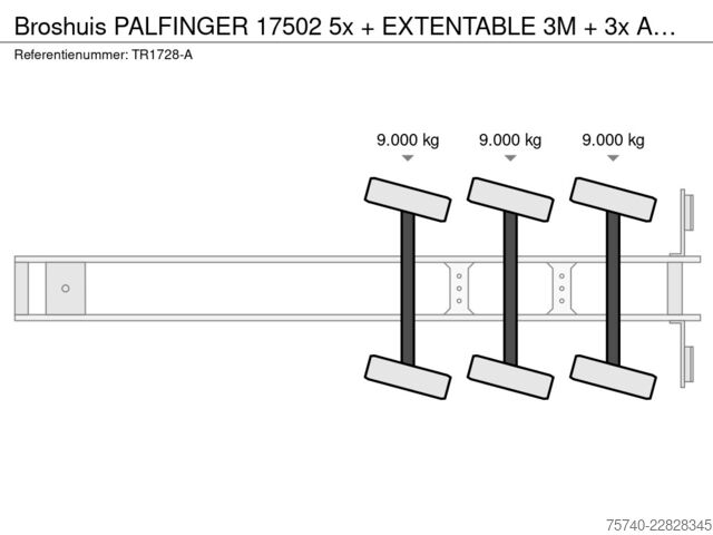 Furgón portacoches Broshuis PALFINGER 17502 5x + EXTENTABLE 3M + 3x AXLE ST...