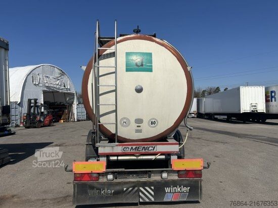 Semiremorcă cisternă MENCI LEBENSMITTELTANK ISOLIERT, 3 KAMMERN, 34000L LIFTACHSE,   BPW-ACHSEN,