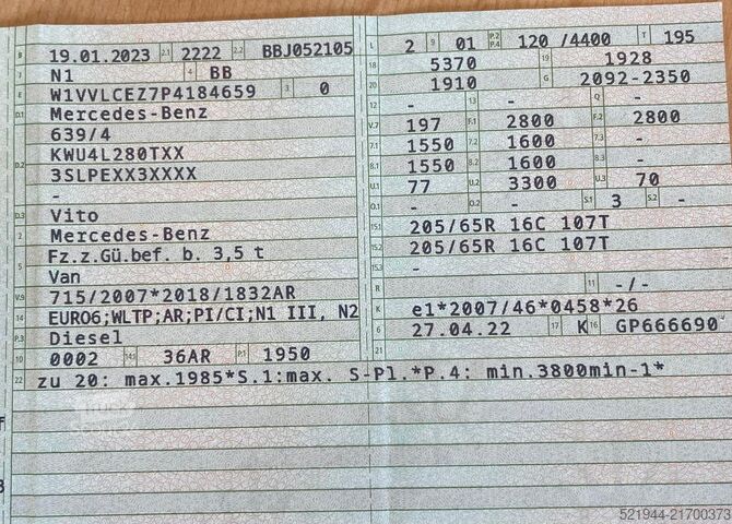 Kastenwagen Mercedes-Benz Vito Kasten 116 CDI RWD extralang Kamera